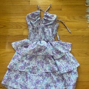 Floral Purple and White Dress